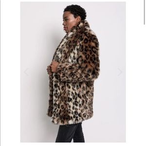 Spirithoods Leopard hoodless faux fur coat size XL